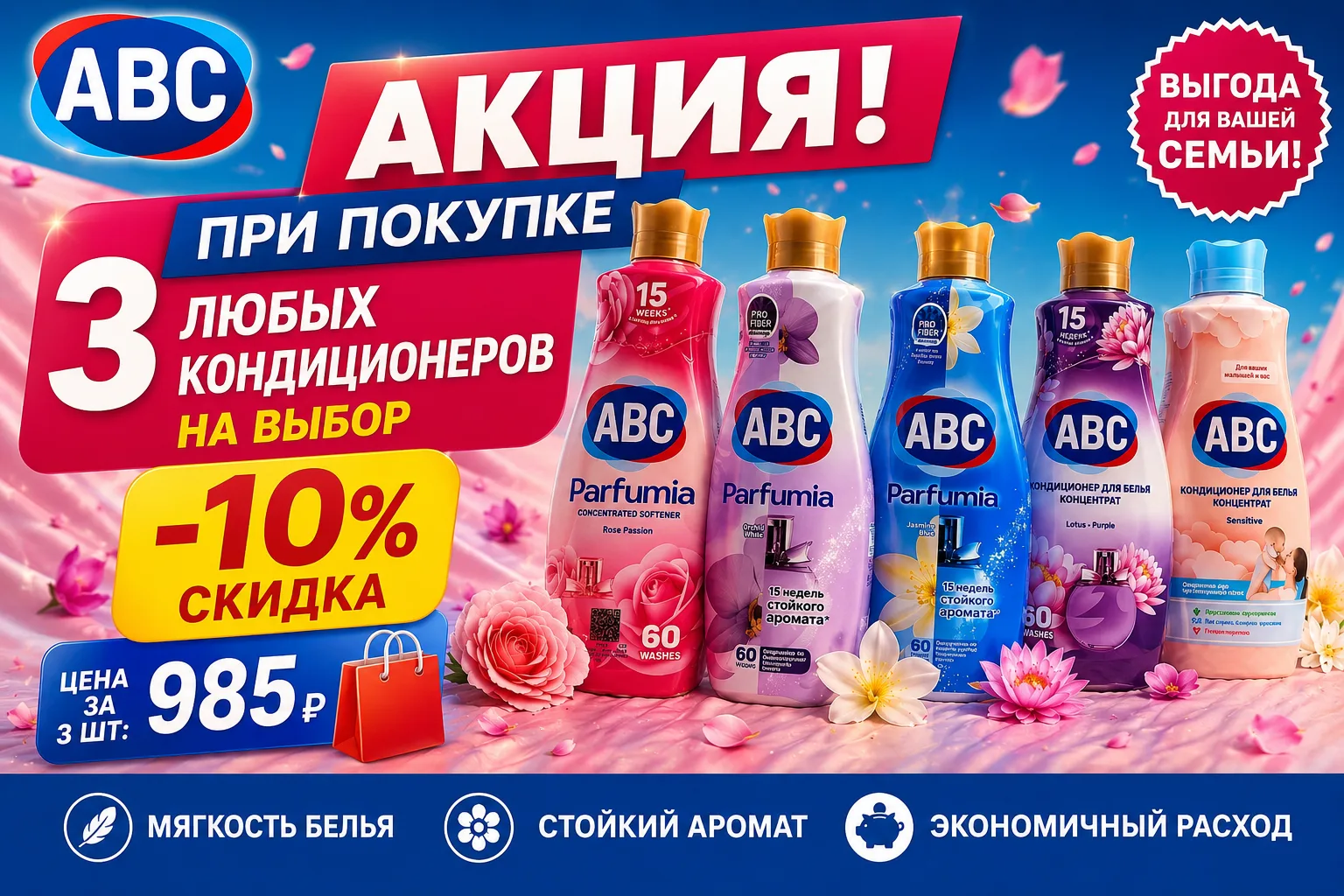 ABC — Любые 3 кондиционера со скидкой 10%